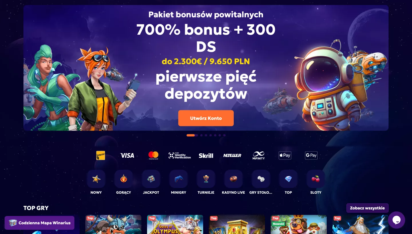 Aplikacja mobilna WINARIUS Casino w Google Play